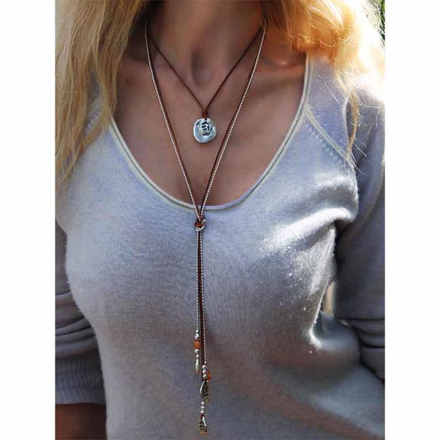 Ketten - Schmuck Set Lederkette & Kugelkette - Rot - K186_2 - Beau Soleil Jewelry