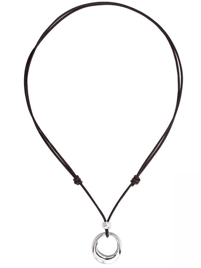 Leather necklace with new arrivals ring