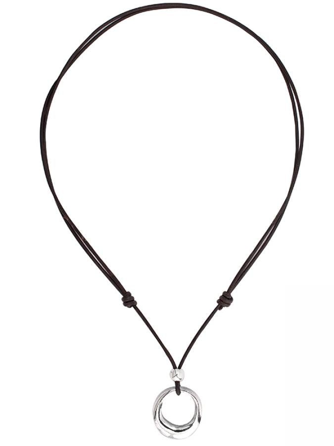Halskette Damenb - Lederkette mit Ring K262 - Silber - K262 - Beau Soleil Jewelry