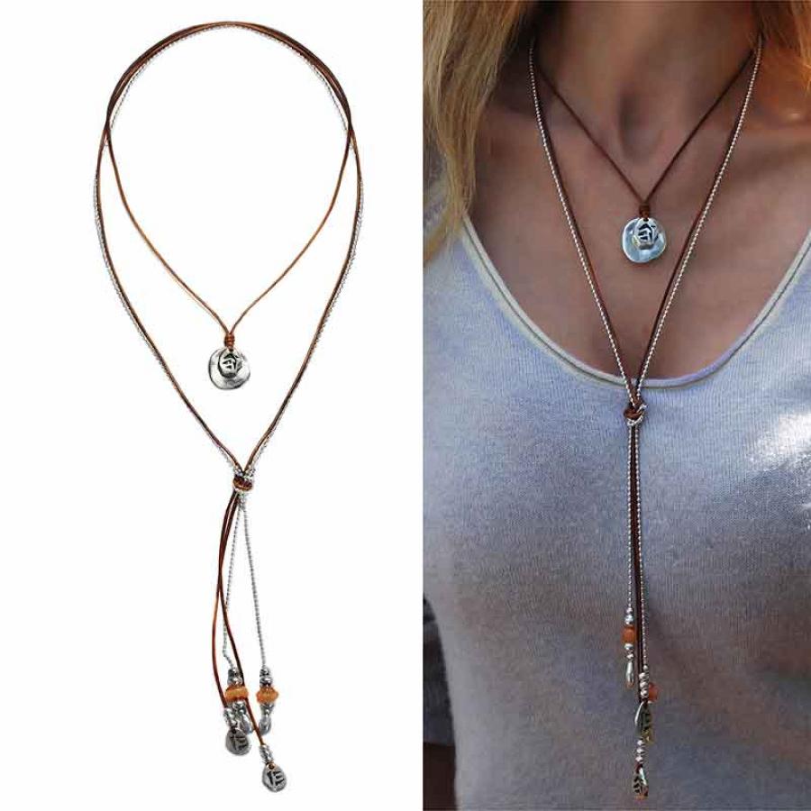 Ketten - Schmuck Set Lederkette & Kugelkette - Rot - K186_2 - Beau Soleil Jewelry