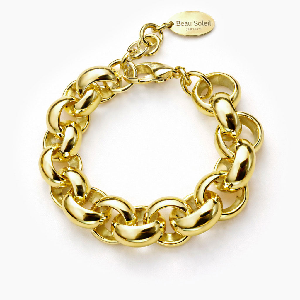 Armbänder - Massives Glieder-Armband mit großen Rollogliedern - Gold- A201-silber - Beau Soleil Jewelry