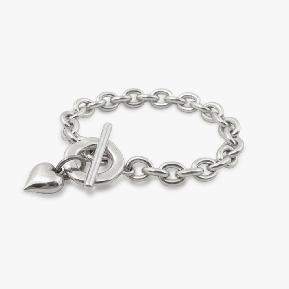 Armbänder - Massives Gliederarmband mit Herz-Anhänger - Silber - a306-18 - Beau Soleil Jewelry