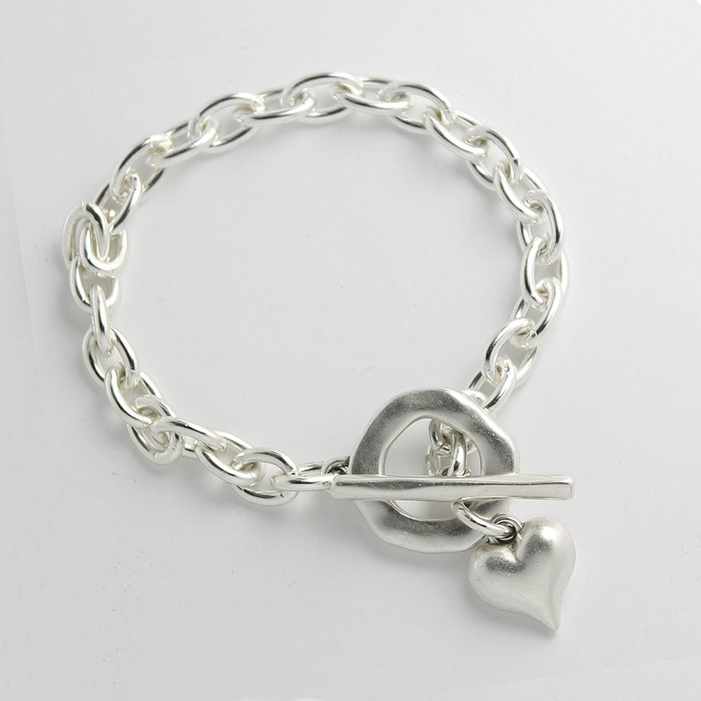 Armbänder - Massives Gliederarmband mit Herz-Anhänger - Silber - a306-18 - Beau Soleil Jewelry