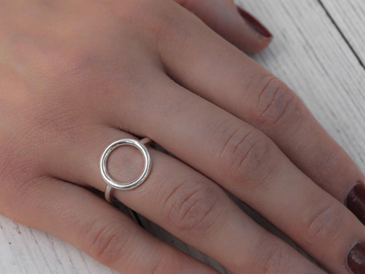 925 Silber Schmuck - Sterling Silber Ring mit Kreis - 52-53 (S) - R303 - Beau Soleil Jewelry