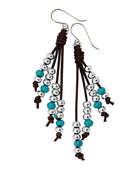 Leder Ohrhänger Ohrringe - Leder Ohrhäger mit Türkis - Braun - 361-tuerkis - Beau Soleil Jewelry