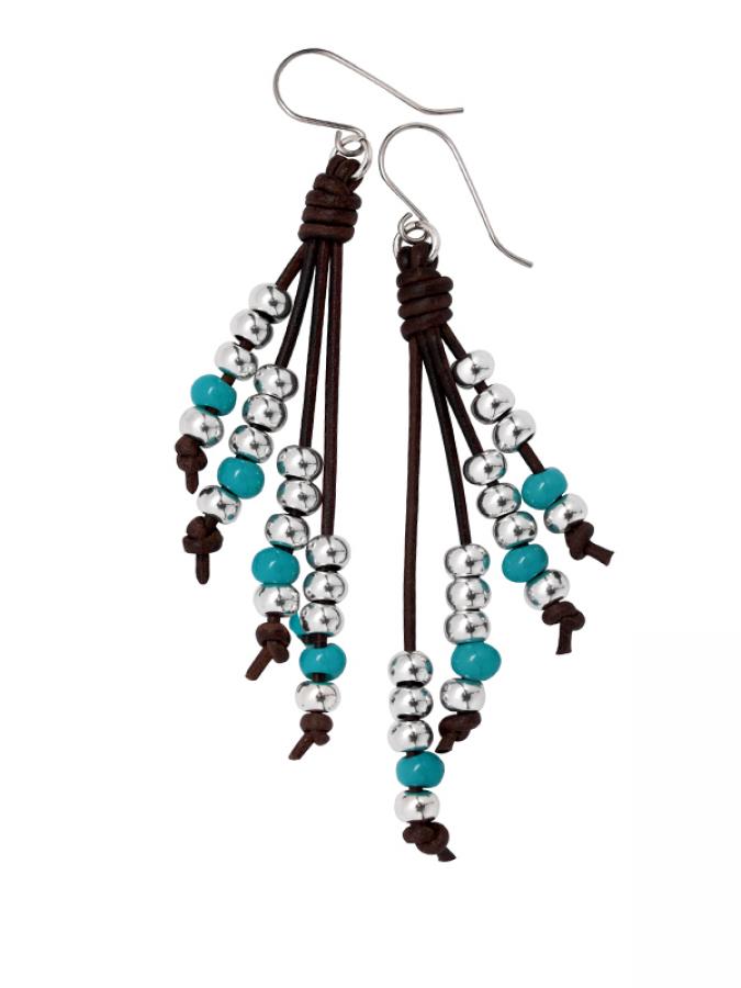 Leder Ohrhänger Ohrringe - Leder Ohrhäger mit Türkis - Braun - 361-tuerkis - Beau Soleil Jewelry