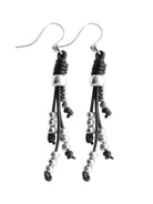 Leder Ohrhänger Ohrringe - Ohrringe Leder Fransen - Schwarz - 351ofransen - Beau Soleil Jewelry