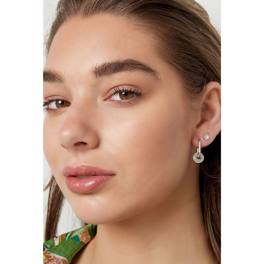 Ohrhänger Ohrringe - Ovale Creolen Ohringe mit Stern - Silber - O-0290620-118-silber - Beau Soleil Jewelry