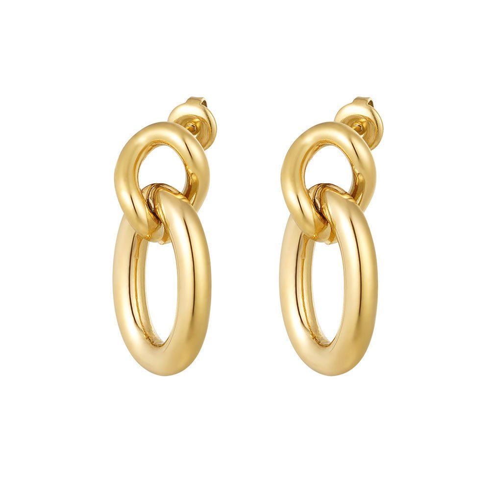 Ohrhänger Ohrringe - Ovale Glieder-Ohrhänger - Gold - Oy-112-Gold - Beau Soleil Jewelry
