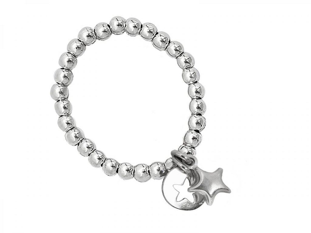 925 Silber Schmuck - Sterling Silber Ring Stern & Münze - 52-53 (S) - R148-starcoin-52-53 - Beau Soleil Jewelry