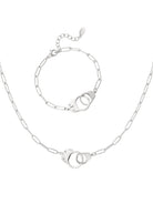 Ketten - Schmuck Set Feine Halskette und Armband mit verbundenen Ringen - Gold - Beau Soleil Jewelry