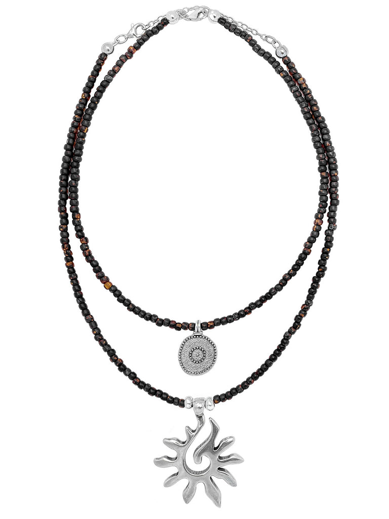 Damen-Halsketten mit Glasperlen Ketten Set mit Münz- und Sonnenanhänger von Beau Soleil Jewelry