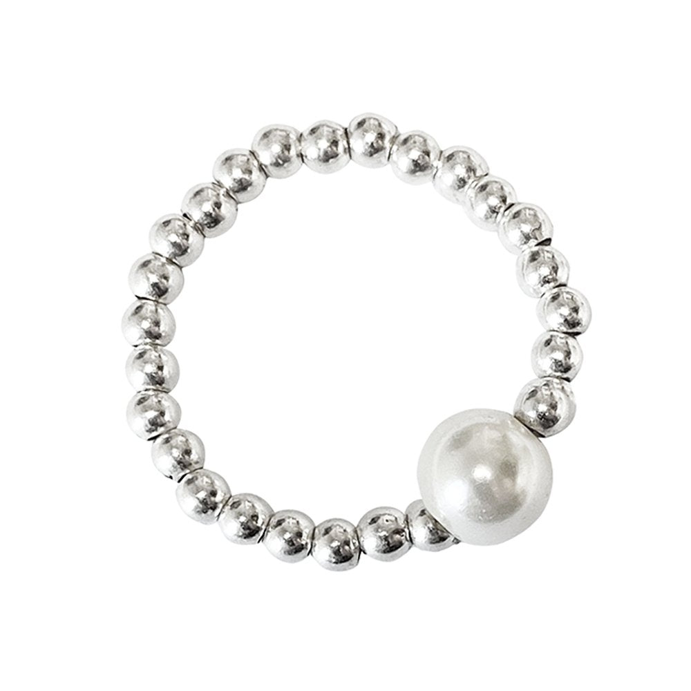 925 Silber Schmuck - Sterling Silber Kugel-Ring mit Perle - 52-53 (S) - r140-perle-s - Beau Soleil Jewelry
