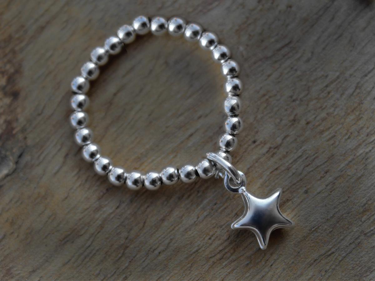 925 Silber Schmuck - Sterling Silber Ring mit Stern Anhänger - 52-53 (S) - Rstar.115_1 - Beau Soleil Jewelry