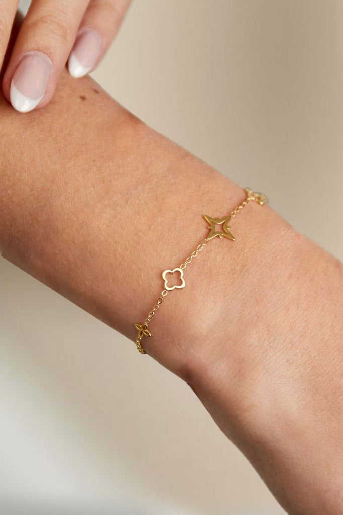 Ketten - Sterne & Glück Halskette und Armband - Gold - set-k+a1016-gold - Beau Soleil Jewelry