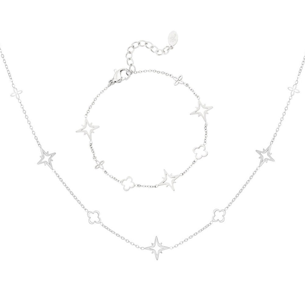 Ketten - Sterne & Glück Halskette und Armband - Silber - set-k+a1016-silber - Beau Soleil Jewelry