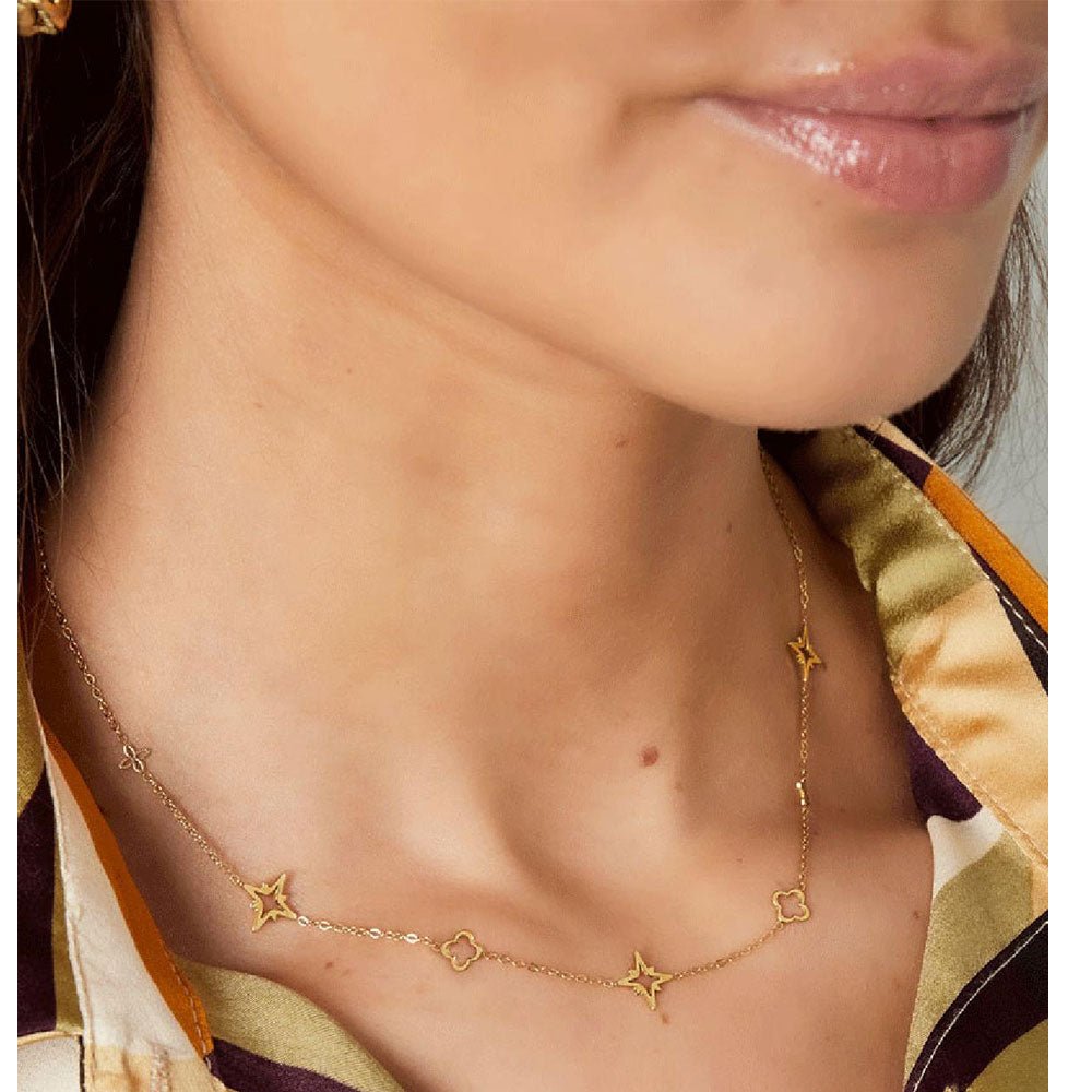 Ketten - Sterne & Glück Halskette und Armband - Silber - set-k+a1016-silber - Beau Soleil Jewelry